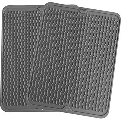 SOQKEEN 2 stuks afdruipmatten, siliconen, 40 x 30 cm, afdruiprek voor servies, keuken, mat, gootsteen, keuken, opvouwbaar, hittebestendig, afdruiprek SOQKEEN 2 stuks afdruipmatten, siliconen, 40 x 30 cm, afdruiprek voor servies, keuken, mat, gootsteen, keuken, opvouwbaar, hittebestendig, afdruiprek