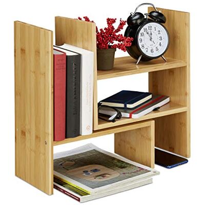 Relaxdays bamboe tafelplank, verstelbare organizer, kantoor, keuken en badkamer, opslag, H: 40 cm, naturel Relaxdays bamboe tafelplank, verstelbare organizer, kantoor, keuken en badkamer, opslag, H: 40 cm, naturel