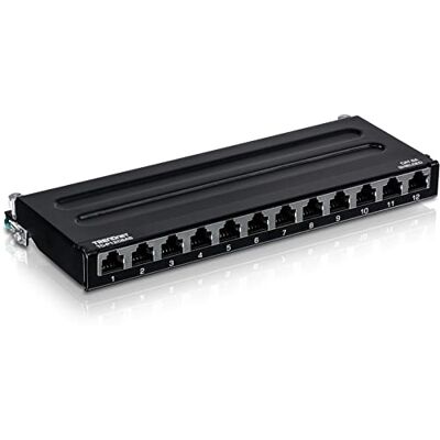 TRENDnet Cat6A 12-poorts afgeschermd patchpaneel, compatibel met Cat5e, Cat6, Cat6A, metalen behuizing, kleurgecodeerde etikettering voor T568A en T568B bedrading, kabelmanagement, wandmontage TRENDnet Cat6A 12-poorts afgeschermd patchpaneel, compatibel met Cat5e, Cat6, Cat6A, metalen behuizing, kleurgecodeerde etikettering voor T568A en T568B bedrading, kabelmanagement, wandmontage