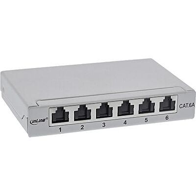 InLine ® Patchpaneel Cat.6A 0,5HE 6 vakken voor tafel/muur/hoedrail, met stofbescherming, grijs InLine ® Patchpaneel Cat.6A 0,5HE 6 vakken voor tafel/muur/hoedrail, met stofbescherming, grijs