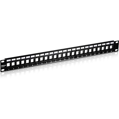 TRENDnet , TC-KP24 1U 24-poorts Keystone patchpaneel, 1U 19" metalen behuizing aanbevolen met Keystone TC-K25C6 & TC-K50C6 Cat6 stopcontacten (apart verkrijgbaar), zwart TRENDnet , TC-KP24 1U 24-poorts Keystone patchpaneel, 1U 19" metalen behuizing aanbevolen met Keystone TC-K25C6 & TC-K50C6 Cat6 stopcontacten (apart verkrijgbaar), zwart
