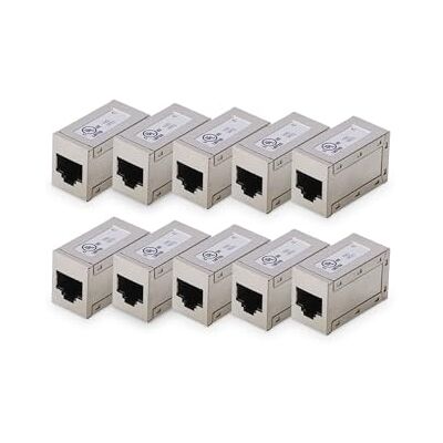 Digitus RJ45 Cat 6-10 stuks LAN-verlengkabel Cat6 netwerkkabel PoE-compatibel modulaire stekker voor switch, DSL, modem, router, pc, zilver Digitus RJ45 Cat 6-10 stuks LAN-verlengkabel Cat6 netwerkkabel PoE-compatibel modulaire stekker voor switch, DSL, modem, router, pc, zilver