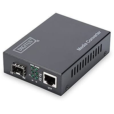 Digitus Media converter, SFP-poort, Gbit Ethernet, RJ45/SFP, 10/100/1000Base-T/TX naar 1000Base-SX/LX, zwart Digitus Media converter, SFP-poort, Gbit Ethernet, RJ45/SFP, 10/100/1000Base-T/TX naar 1000Base-SX/LX, zwart