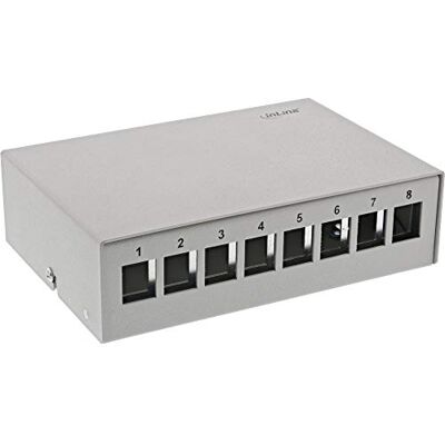 InLine ® Opbouwpatchpaneelbox voor 8X Keystone RJ45 metaal lichtgrijs RAL7035 InLine ® Opbouwpatchpaneelbox voor 8X Keystone RJ45 metaal lichtgrijs RAL7035
