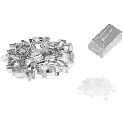 Digitus Cat 6 krimpconnector, 100 stuks, RJ45 afgeschermde netwerkconnector, voor Cat6 netwerkkabels, patchkabel & PoE Ethernet LAN kabel, 1GBase-T, 8P8C, AWG 27/7 naar AWG 24/7 Digitus Cat 6 krimpconnector, 100 stuks, RJ45 afgeschermde netwerkconnector, voor Cat6 netwerkkabels, patchkabel & PoE Ethernet LAN kabel, 1GBase-T, 8P8C, AWG 27/7 naar AWG 24/7