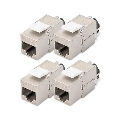 Digitus Keystone Cat-6A afgeschermde module 4 stuks RJ45 vrouwelijk 500 MHz 10GBase-T AWG 26-22 mogelijk ontwerp met stophendel montage zonder gereedschap Digitus Keystone Cat-6A afgeschermde module 4 stuks RJ45 vrouwelijk 500 MHz 10GBase-T AWG 26-22 mogelijk ontwerp met stophendel montage zonder gereedschap