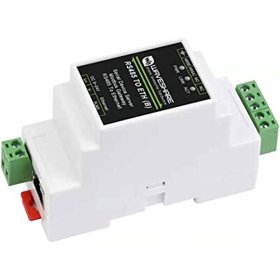 Waveshare RS485 naar RJ45 Ethernet Converter Module, Industrial Rail-Mount RS485 Serial Server, TCP/IP naar Serial Module, 300~115200 BPS Baudrate, 10/100M Auto-Negotiation RJ45-connector Waveshare RS485 naar RJ45 Ethernet Converter Module, Industrial Rail-Mount RS485 Serial Server, TCP/IP naar Serial Module, 300~115200 BPS Baudrate, 10/100M Auto-Negotiation RJ45-connector