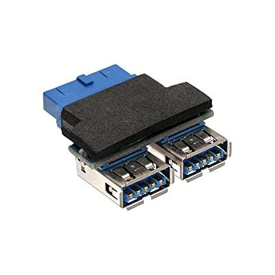 InLine Interne USB 3.0 Adapter USB 3.0 19-pins naar 2X Externe Type A Connector 33444I 1 stuk InLine Interne USB 3.0 Adapter USB 3.0 19-pins naar 2X Externe Type A Connector 33444I 1 stuk