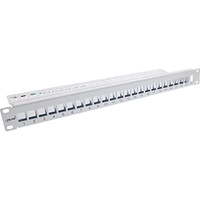 InLine ® Keystone patchpaneel met 24 vakken, leeg blik, 48,26 cm (19 inch), 1U, lichtgrijs RAL7035 InLine ® Keystone patchpaneel met 24 vakken, leeg blik, 48,26 cm (19 inch), 1U, lichtgrijs RAL7035