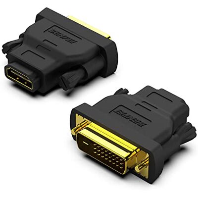 BENFEI DVI naar HDMI-adapter, bidirectionele DVI (DVI-D) naar HDMI mannelijk naar vrouwelijk met verguld snoer, 2 stuks BENFEI DVI naar HDMI-adapter, bidirectionele DVI (DVI-D) naar HDMI mannelijk naar vrouwelijk met verguld snoer, 2 stuks