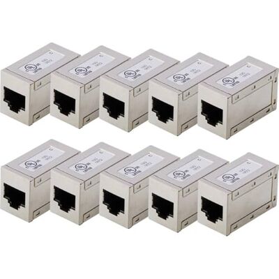 Digitus RJ45 Cat 6-10 stuks LAN-verlengkabel Cat6 netwerkkabel PoE-compatibel modulaire stekker voor switch, DSL, modem, router, pc, zilver Digitus RJ45 Cat 6-10 stuks LAN-verlengkabel Cat6 netwerkkabel PoE-compatibel modulaire stekker voor switch, DSL, modem, router, pc, zilver
