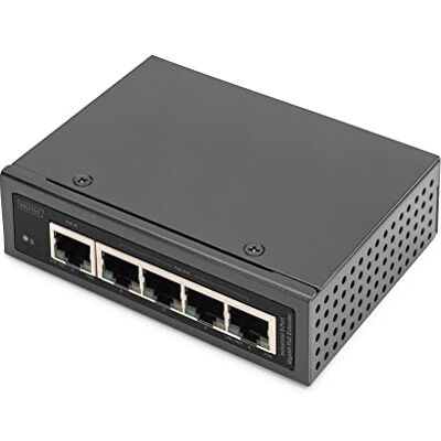 Digitus Industriële 5-poorts Gigabit PoE Extender 1 RJ45 ingang poort 802.3bt 4 RJ45 PoE-uitgang 802.3af/at cascadable 10/100/1000 Mbit/s zwart Digitus Industriële 5-poorts Gigabit PoE Extender 1 RJ45 ingang poort 802.3bt 4 RJ45 PoE-uitgang 802.3af/at cascadable 10/100/1000 Mbit/s zwart