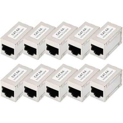 Digitus RJ45 Cat 6A connector, 10 stuks, LAN-kabelverlenging, Cat6A netwerkkabel, PoE-compatibel, modulaire stekker voor switch, DSL, modem, router, pc, zilver Digitus RJ45 Cat 6A connector, 10 stuks, LAN-kabelverlenging, Cat6A netwerkkabel, PoE-compatibel, modulaire stekker voor switch, DSL, modem, router, pc, zilver