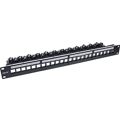 InLine ® Keystone RAL9005 patchpaneel, 24 vakken, 19 inch, 1U, zwart InLine ® Keystone RAL9005 patchpaneel, 24 vakken, 19 inch, 1U, zwart