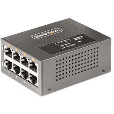 StarTech .com 4-poorts multi-gigabit PoE injector, Ethernet 5/2,5G (NBASE-T), PoE/PoE+/PoE++ (802.3af/802.3at/802.3bt), vermogensbudget 160 W, wand-/DIN-railmontage, onbeheerd StarTech .com 4-poorts multi-gigabit PoE injector, Ethernet 5/2,5G (NBASE-T), PoE/PoE+/PoE++ (802.3af/802.3at/802.3bt), vermogensbudget 160 W, wand-/DIN-railmontage, onbeheerd