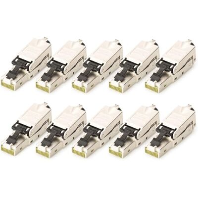 Digitus DN-93631 Cat 6A netwerkstekker 10 stuks 360° afgeschermd RJ45 Cat6A veldstekker montage zonder gereedschap 500 MHz 10 GBase-T 10 Gbit/s AWG 27/7 naar AWG 22/1 Digitus DN-93631 Cat 6A netwerkstekker 10 stuks 360° afgeschermd RJ45 Cat6A veldstekker montage zonder gereedschap 500 MHz 10 GBase-T 10 Gbit/s AWG 27/7 naar AWG 22/1