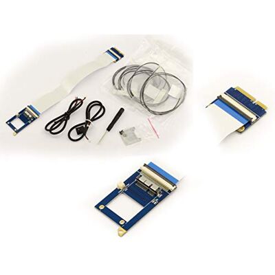 KALEA-INFORMATIQUE Kalea Informatique Adapter MiniPCIe (mPCIe) voor draadloze module Bluetooth BCM94360CD / BCM94331CD met zachte platte bandkabel en platte antennes KALEA-INFORMATIQUE Kalea Informatique Adapter MiniPCIe (mPCIe) voor draadloze module Bluetooth BCM94360CD / BCM94331CD met zachte platte bandkabel en platte antennes