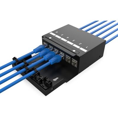 Digitus Consolidatiepuntbox voor zes keystone-modules en netwerkkabels, intelligente kabelmanager, beschermingsklasse IP20, wand- en plafondmontage, zwart Digitus Consolidatiepuntbox voor zes keystone-modules en netwerkkabels, intelligente kabelmanager, beschermingsklasse IP20, wand- en plafondmontage, zwart