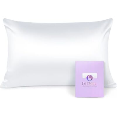 OLESILK 100% zijde kussensloop haar en huidverzorging kussenhoes met ritssluiting 16 momme 1 stuk wit 40 × 60 cm OLESILK 100% zijde kussensloop haar en huidverzorging kussenhoes met ritssluiting 16 momme 1 stuk wit 40 × 60 cm