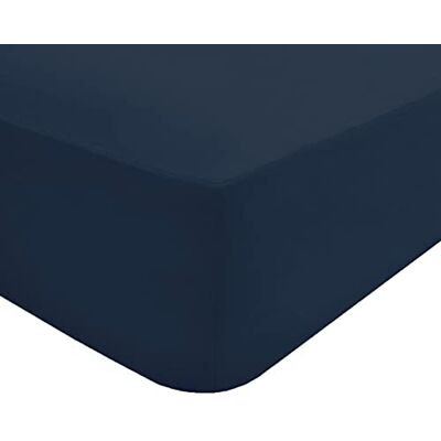 Sleepdown Onderhoudsvriendelijk hoeslaken van polykatoen, strijkvrij, superzacht, 25 cm diep, laken voor tweepersoonsbed, marineblauw Sleepdown Onderhoudsvriendelijk hoeslaken van polykatoen, strijkvrij, superzacht, 25 cm diep, laken voor tweepersoonsbed, marineblauw