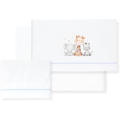 Interbaby 100% katoenen babybeddengoed voor auto/wiegje/wieg giraffe olifant 3-delige set, hoeslaken + laken + kussensloop Made in Spanje Interbaby 100% katoenen babybeddengoed voor auto/wiegje/wieg giraffe olifant 3-delige set, hoeslaken + laken + kussensloop Made in Spanje