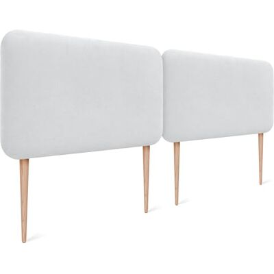 DHOME Hoofdeinde voor bed, glad, afgerond, van gladde stof, met poten, akoestisch, absorberend, voor slaapkamer (wit, 220 cm, dubbel) DHOME Hoofdeinde voor bed, glad, afgerond, van gladde stof, met poten, akoestisch, absorberend, voor slaapkamer (wit, 220 cm, dubbel)