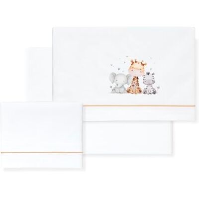 Interbaby 100% katoenen babybeddengoed voor auto/wiegje/wieg giraffe olifant 3-delige set, hoeslaken + laken + kussensloop Made in Spanje Interbaby 100% katoenen babybeddengoed voor auto/wiegje/wieg giraffe olifant 3-delige set, hoeslaken + laken + kussensloop Made in Spanje