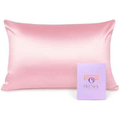 OLESILK 100% zijden kussensloop met ritssluiting 16 momme 1 stuk roze 40 × 60 cm OLESILK 100% zijden kussensloop met ritssluiting 16 momme 1 stuk roze 40 × 60 cm