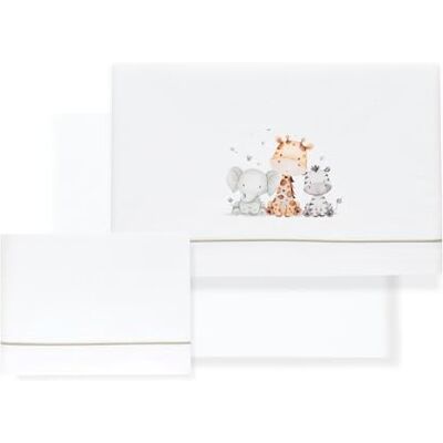 Interbaby 100% katoenen babybeddengoed voor auto/wiegje/wieg giraffe olifant 3-delige set, hoeslaken + laken + kussensloop Gemaakt in Spanje Interbaby 100% katoenen babybeddengoed voor auto/wiegje/wieg giraffe olifant 3-delige set, hoeslaken + laken + kussensloop Gemaakt in Spanje