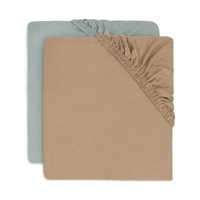 Jollein Set van 2 jersey hoeslakens voor babybed, marinegroen/biscuit, 70/75 x 140/150 cm, 100% katoen, Oeko-Tex gecertificeerd Jollein Set van 2 jersey hoeslakens voor babybed, marinegroen/biscuit, 70/75 x 140/150 cm, 100% katoen, Oeko-Tex gecertificeerd