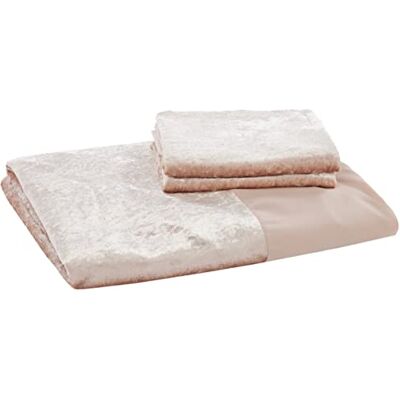 Sleepdown Luxe fluwelen beddengoedset met dekbedovertrek en kussenslopen voor tweepersoonsbed, 200 x 200 cm, champagnekleur Sleepdown Luxe fluwelen beddengoedset met dekbedovertrek en kussenslopen voor tweepersoonsbed, 200 x 200 cm, champagnekleur
