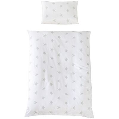 roba Little Stars Babybeddengoed, 2-delig, 100% katoen, dekbedovertrek 100 x 135 cm + kussensloop 40 x 60 cm, bedrukt met grijze sterren op witte achtergrond roba Little Stars Babybeddengoed, 2-delig, 100% katoen, dekbedovertrek 100 x 135 cm + kussensloop 40 x 60 cm, bedrukt met grijze sterren op witte achtergrond