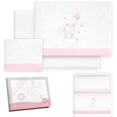 Interbaby Beddengoed voor wieg, 50 x 80 cm, flanellen winterbeddengoed, olifantenpatroon, hartballon, inclusief hoeslaken, laken en kussensloop Interbaby Beddengoed voor wieg, 50 x 80 cm, flanellen winterbeddengoed, olifantenpatroon, hartballon, inclusief hoeslaken, laken en kussensloop