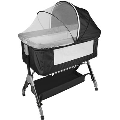 LANTUS Cododo babybed, 3-in-1, Cododo-wieg met matras en muggennet, babywieg, draagkracht 50 kg, compact in 3 seconden, gemakkelijk te transporteren, 104 x 52 x 100 110 cm, zwart LANTUS Cododo babybed, 3-in-1, Cododo-wieg met matras en muggennet, babywieg, draagkracht 50 kg, compact in 3 seconden, gemakkelijk te transporteren, 104 x 52 x 100 110 cm, zwart