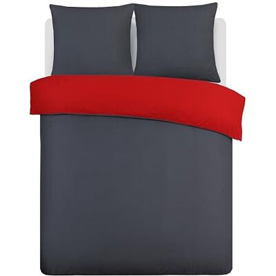 Vision Omkeerbaar dekbedovertrek Grijs / Rood, 155 x 220 cm, 100% katoen Vision Omkeerbaar dekbedovertrek Grijs / Rood, 155 x 220 cm, 100% katoen