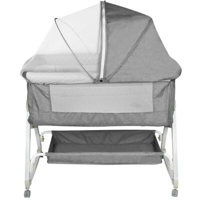 LANTUS 3-in-1 wieg, cododo-bed, kantelwieg, in hoogte verstelbaar op 6 niveaus (106-116 cm (106-108 110-112 114-116)) tot 50 kg, wielen 360 graden, muggennet, opbergmand, linnengrijs LANTUS 3-in-1 wieg, cododo-bed, kantelwieg, in hoogte verstelbaar op 6 niveaus (106-116 cm (106-108 110-112 114-116)) tot 50 kg, wielen 360 graden, muggennet, opbergmand, linnengrijs