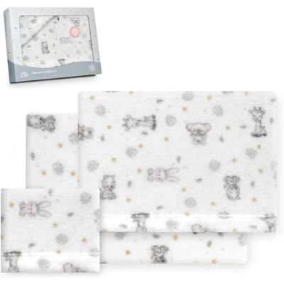 Interbaby Underzy Beddengoedset van 100% polyester met hoeslaken, laken en kussensloop, Koala-motief, wit/roze, 60 x 120 cm Interbaby Underzy Beddengoedset van 100% polyester met hoeslaken, laken en kussensloop, Koala-motief, wit/roze, 60 x 120 cm
