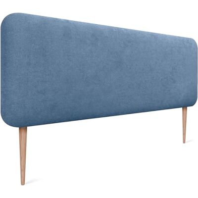 DHOME Hoofdeinde voor bed, glad, afgerond, van gladde stof, met poten, akoestisch, absorberend, voor slaapkamer (blauw, 150 cm) DHOME Hoofdeinde voor bed, glad, afgerond, van gladde stof, met poten, akoestisch, absorberend, voor slaapkamer (blauw, 150 cm)