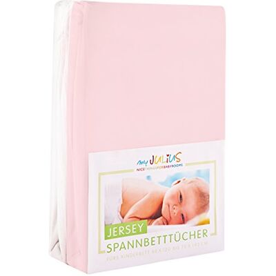 Julius Zöllner Jersey hoeslaken kinderbed hoeslaken 60x120/70x140 cm roze wit Julius Zöllner Jersey hoeslaken kinderbed hoeslaken 60x120/70x140 cm roze wit