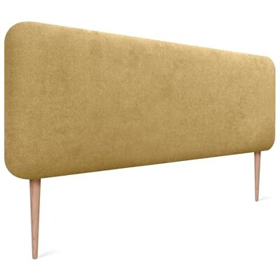 DHOME Hoofdeinde voor bed, glad, afgerond, van gladde stof, met poten, akoestisch, absorberend, voor slaapkamer (mosterd, 150 cm) DHOME Hoofdeinde voor bed, glad, afgerond, van gladde stof, met poten, akoestisch, absorberend, voor slaapkamer (mosterd, 150 cm)