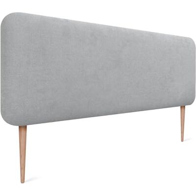 DHOME Hoofdeinde voor bed, glad, afgerond, van gladde stof, met poten, akoestisch, absorberend, voor slaapkamer (lichtgrijs, 150 cm) DHOME Hoofdeinde voor bed, glad, afgerond, van gladde stof, met poten, akoestisch, absorberend, voor slaapkamer (lichtgrijs, 150 cm)