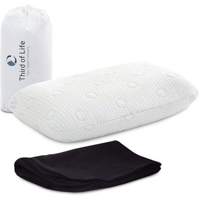 Third of Life Reiskussen VOLAR Nekkussen van visco-schuim Orthopedisch neksteunkussen met warmteregulerende overtrek Klein kussen voor reizen met auto, vliegtuig en trein of voor in het hotel 40x25x10 cm, Wit Third of Life Reiskussen VOLAR Nekkussen van visco-schuim Orthopedisch neksteunkussen met warmteregulerende overtrek Klein kussen voor reizen met auto, vliegtuig en trein of voor in het hotel 40x25x10 cm, Wit