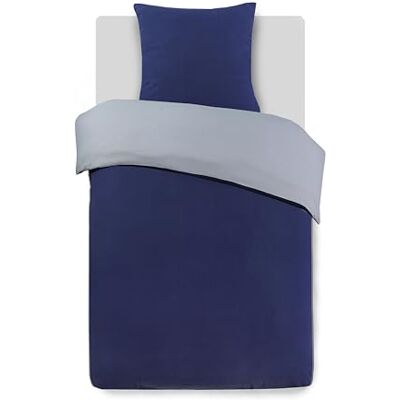 Vision Omkeerbaar flanellen beddengoed – blauw/grijs – dekbedovertrek 140 x 200 cm met 1 kussensloop voor eenpersoonsbed – 100% katoen flanel – zacht en warm Vision Omkeerbaar flanellen beddengoed – blauw/grijs – dekbedovertrek 140 x 200 cm met 1 kussensloop voor eenpersoonsbed – 100% katoen flanel – zacht en warm