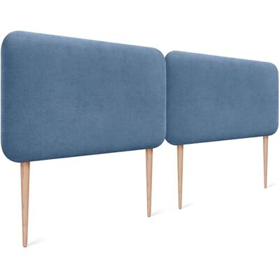 DHOME Hoofdeinde voor bed, glad, afgerond, van gladde stof, met poten, akoestisch, absorberend, voor slaapkamer (blauw, 220 cm, dubbel) DHOME Hoofdeinde voor bed, glad, afgerond, van gladde stof, met poten, akoestisch, absorberend, voor slaapkamer (blauw, 220 cm, dubbel)