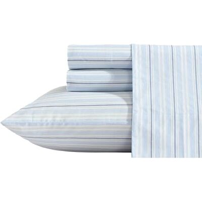 Nautica Lakens, beddengoed van percal katoen met bijpassende kussenslopen, sierlijk en fris, diepe zak (blauwe strepen, kingsize bed) Nautica Lakens, beddengoed van percal katoen met bijpassende kussenslopen, sierlijk en fris, diepe zak (blauwe strepen, kingsize bed)