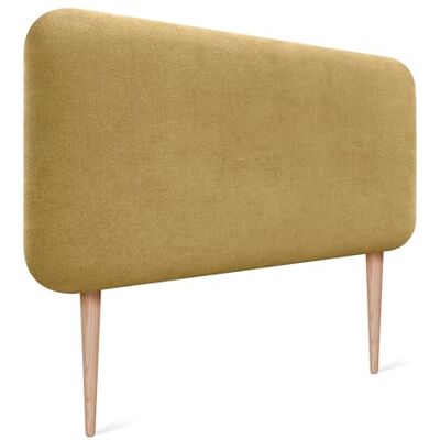 DHOME Hoofdeinde voor bed, glad, afgerond, van gladde stof, met poten, akoestisch, absorberend, voor slaapkamer (mosterd, 105 cm) DHOME Hoofdeinde voor bed, glad, afgerond, van gladde stof, met poten, akoestisch, absorberend, voor slaapkamer (mosterd, 105 cm)