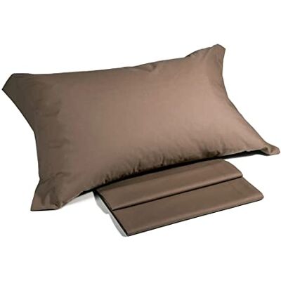 Caleffi Bedding set van katoen, eenkleurig, 100% katoen, voor tweepersoonsbed, mokka Caleffi Bedding set van katoen, eenkleurig, 100% katoen, voor tweepersoonsbed, mokka