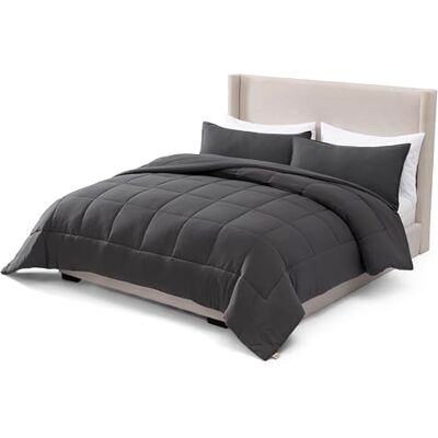UGG Leonora Beddengoedset met 2 kussenslopen, lichte omkeerbare donsdeken, comfortabel, warm, voor alle seizoenen, wasbaar en hypoallergeen, kingsize, grijs UGG Leonora Beddengoedset met 2 kussenslopen, lichte omkeerbare donsdeken, comfortabel, warm, voor alle seizoenen, wasbaar en hypoallergeen, kingsize, grijs