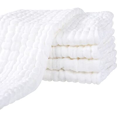 Yoofoss Lange Babyluiers van katoen, 70 x 70 cm, 5 stuks, vierkant, superzacht, voor de gevoelige huid, voor pasgeborenen, wit Yoofoss Lange Babyluiers van katoen, 70 x 70 cm, 5 stuks, vierkant, superzacht, voor de gevoelige huid, voor pasgeborenen, wit