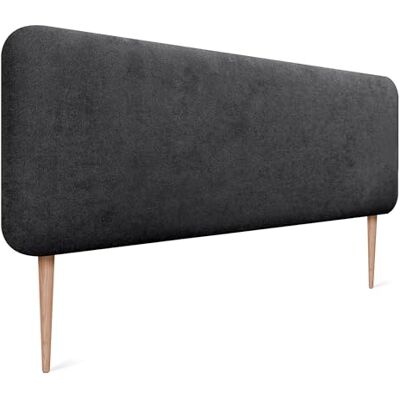 DHOME Hoofdeinde voor bed, glad, afgerond, van gladde stof, met poten, akoestisch, absorberend, voor slaapkamer (zwart, 150 cm) DHOME Hoofdeinde voor bed, glad, afgerond, van gladde stof, met poten, akoestisch, absorberend, voor slaapkamer (zwart, 150 cm)